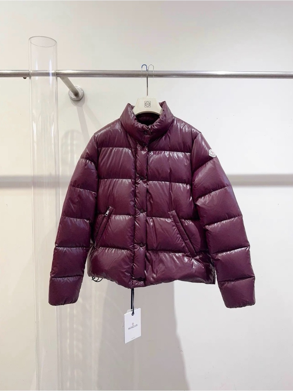 Moncler Short Quilted Puffer Jacket in Plum